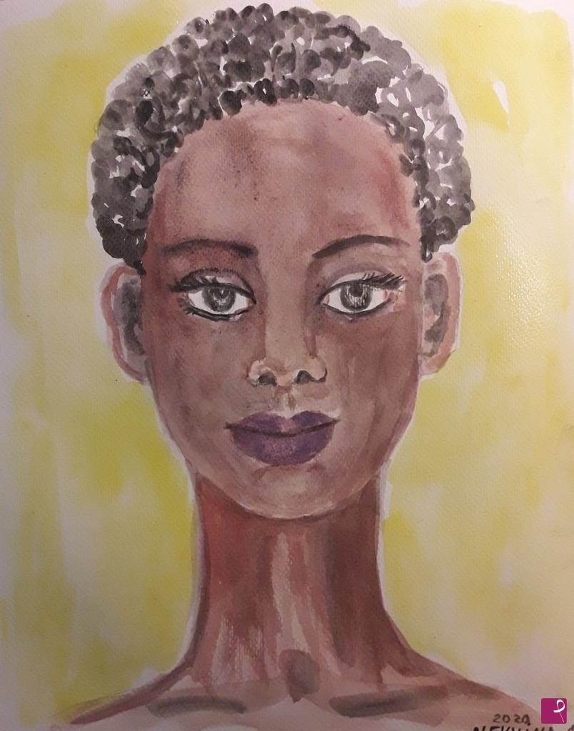 quadri in vendita online - Giovane ragazza africana.