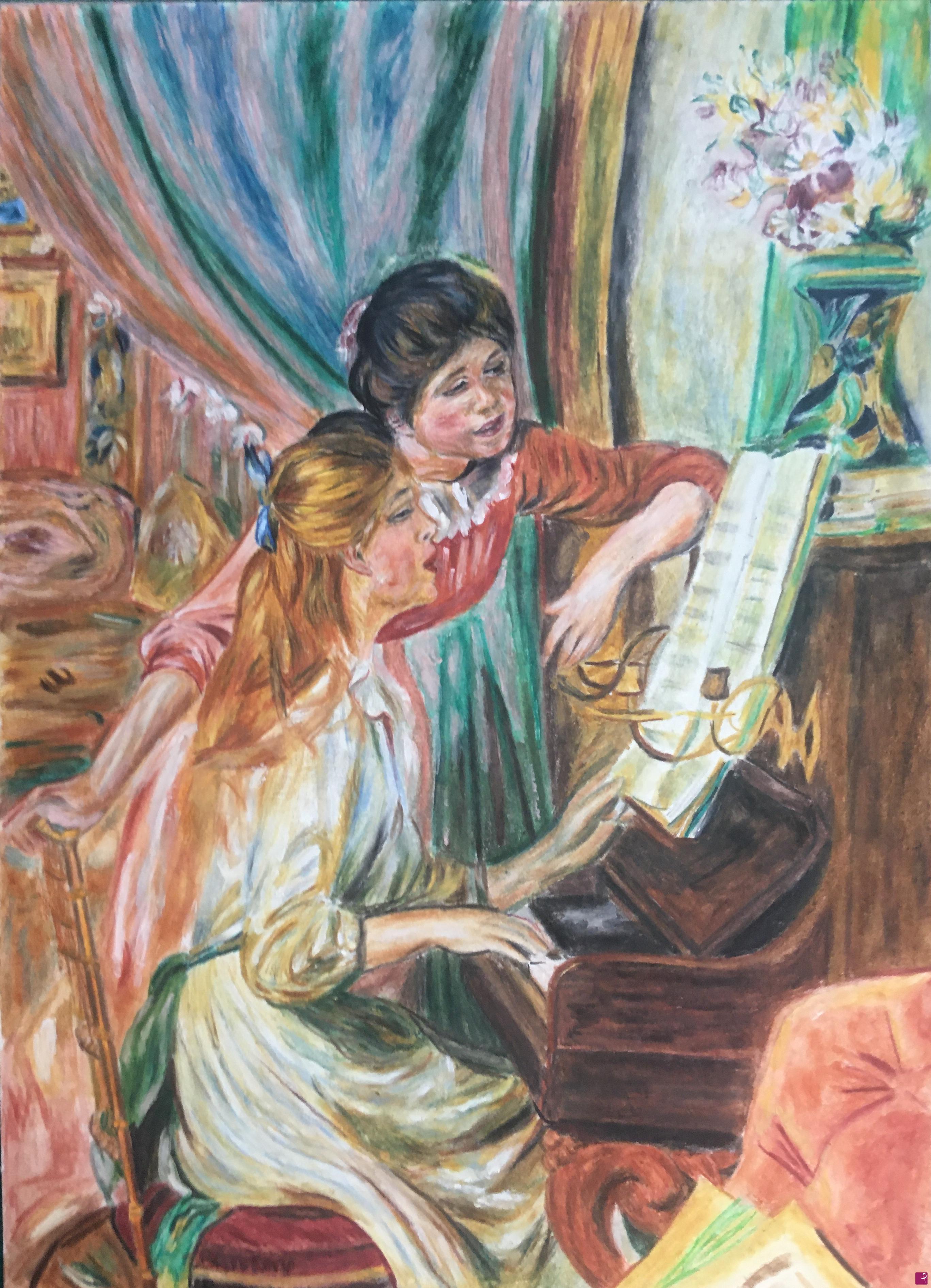 quadri in vendita online - Giovinette al pianoforte