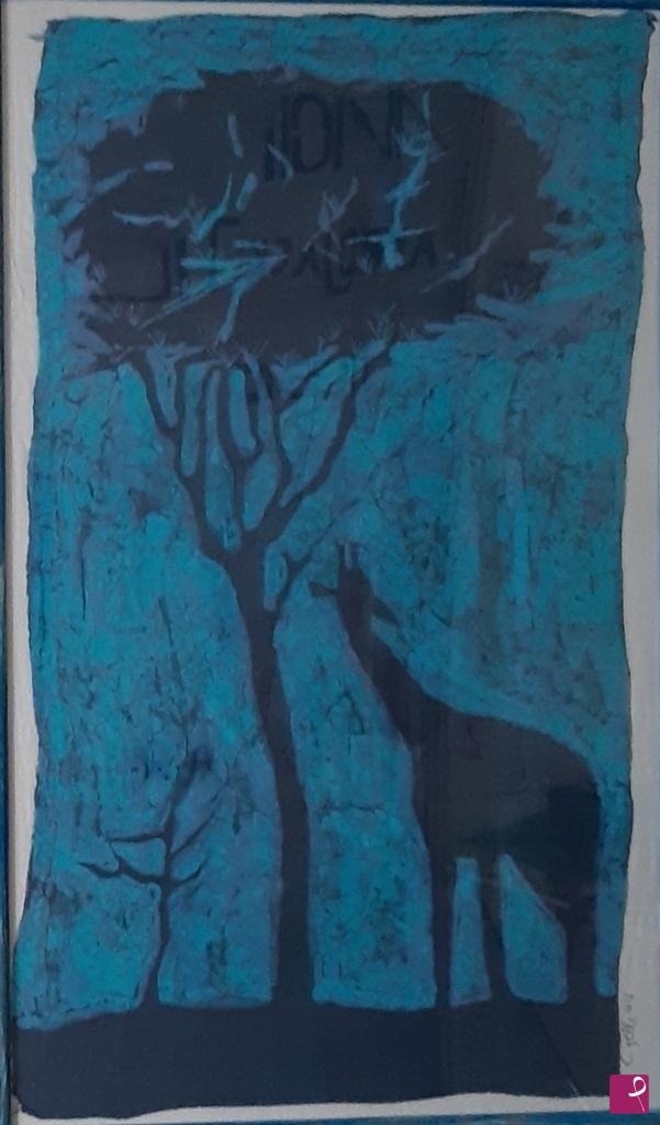 quadri in vendita online - Giraffa blu