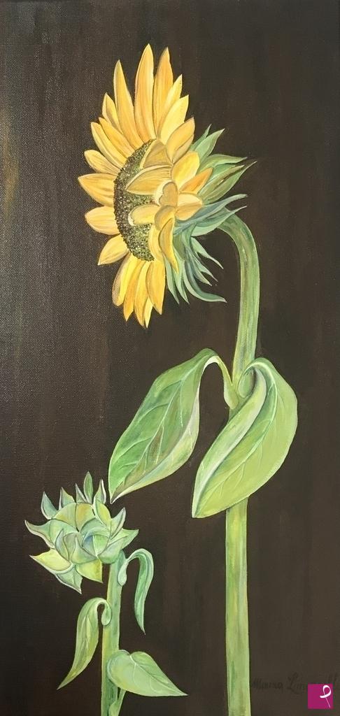 quadri in vendita online - Girasole e bocciolo