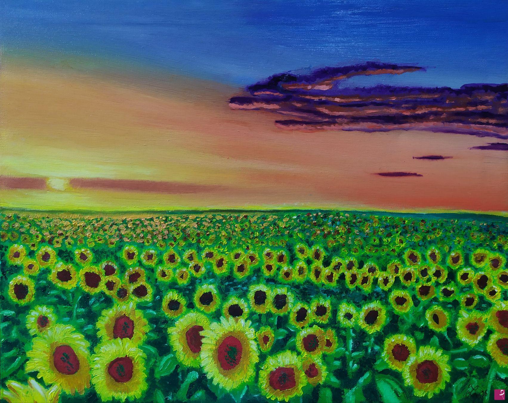 quadri in vendita online - girasoli al tramonto