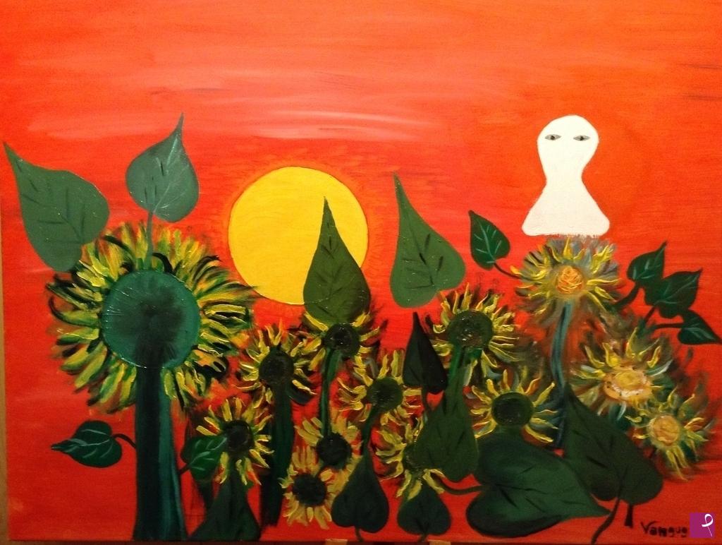 quadri in vendita online - Girasoli al tramonto