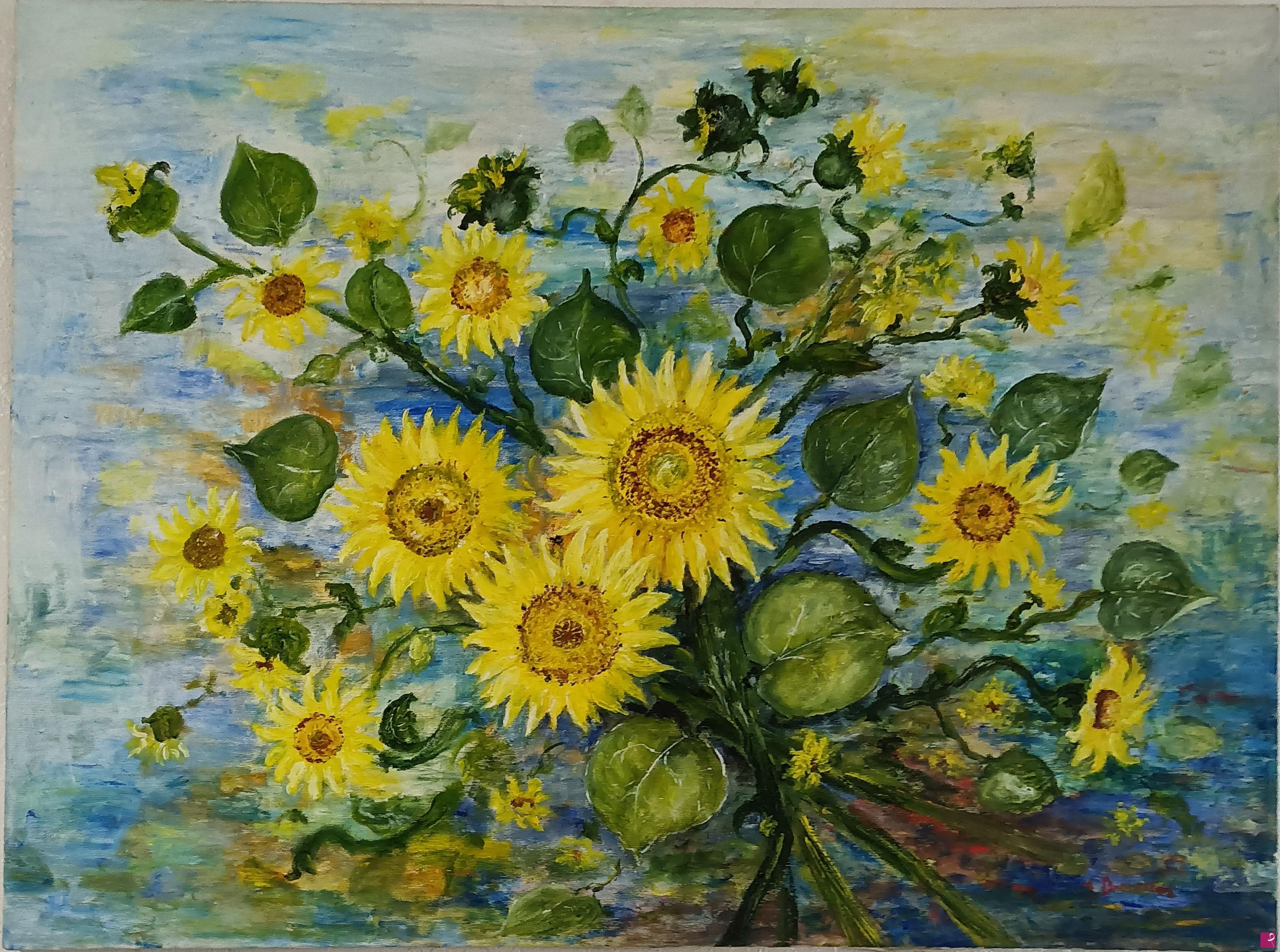 quadri in vendita online - Girasoli al vento