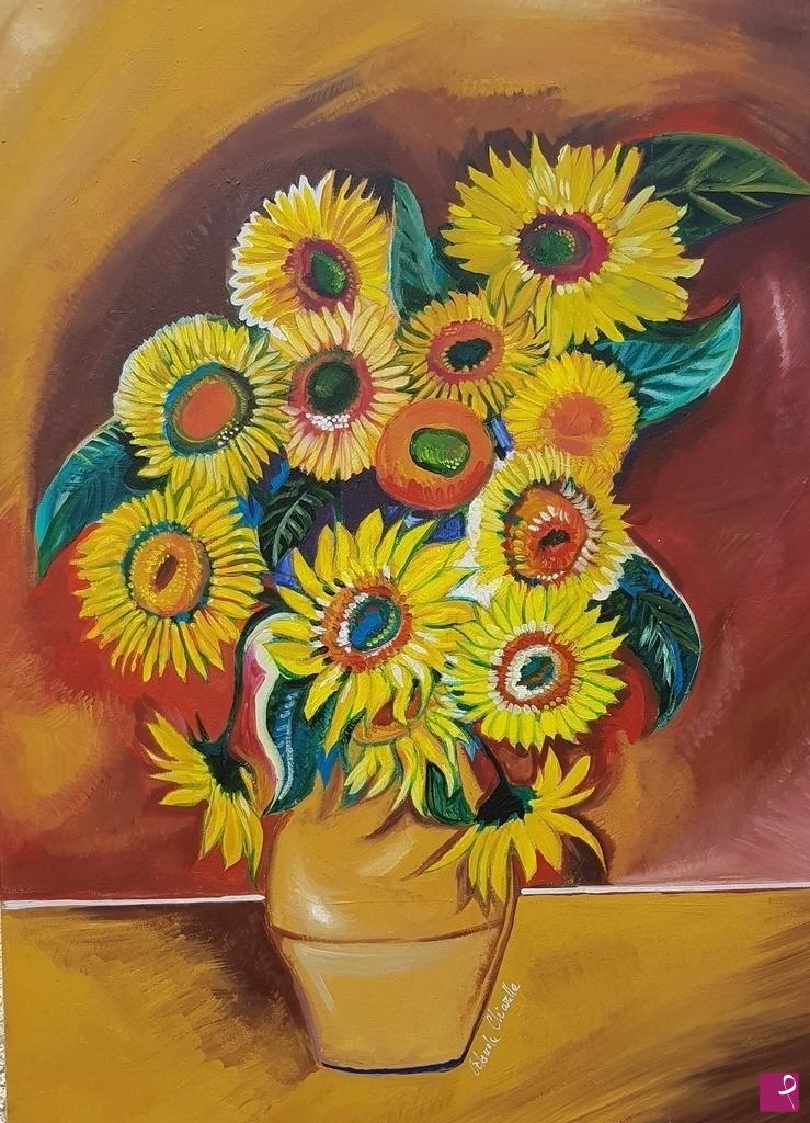 quadri in vendita online - "Girasoli alla Van Gogh" 