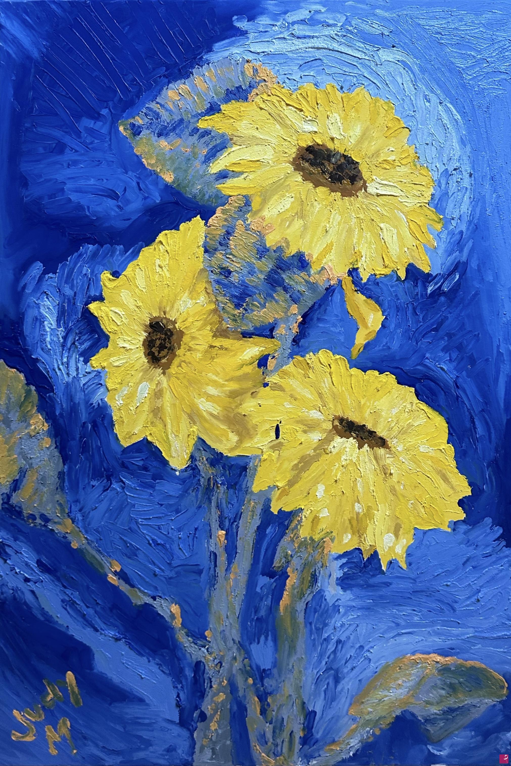 quadri in vendita online - “Girasoli Blu” Judy Mazzotti 2024 N42