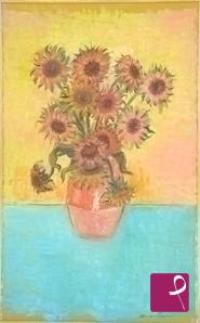 quadri in vendita online - Girasoli con corpose pennellate in libertà