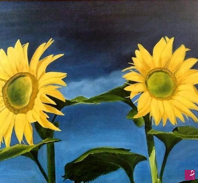 quadri in vendita online - Girasoli e blu