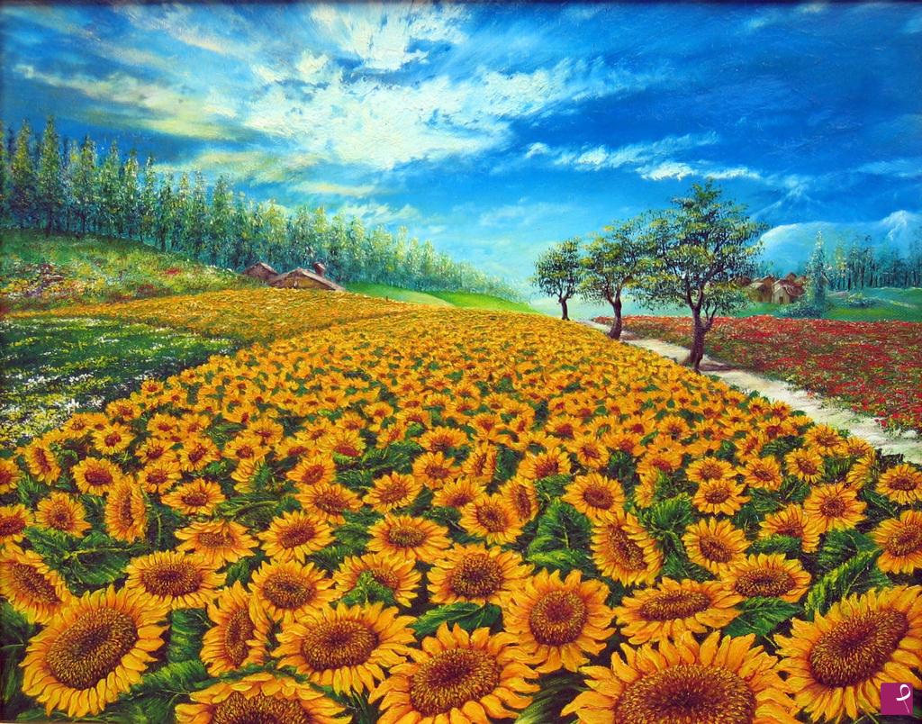 quadri in vendita online - Girasoli in Prospettiva