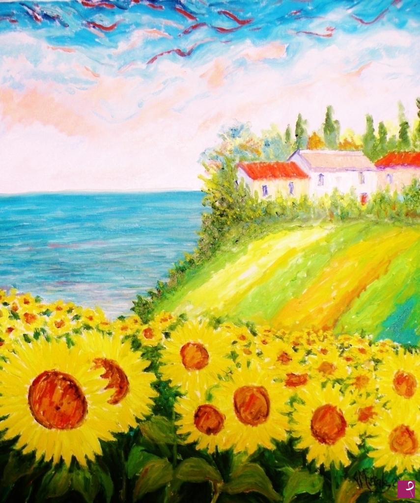 quadri in vendita online - GIRASOLI IN RIVA AL MARE 