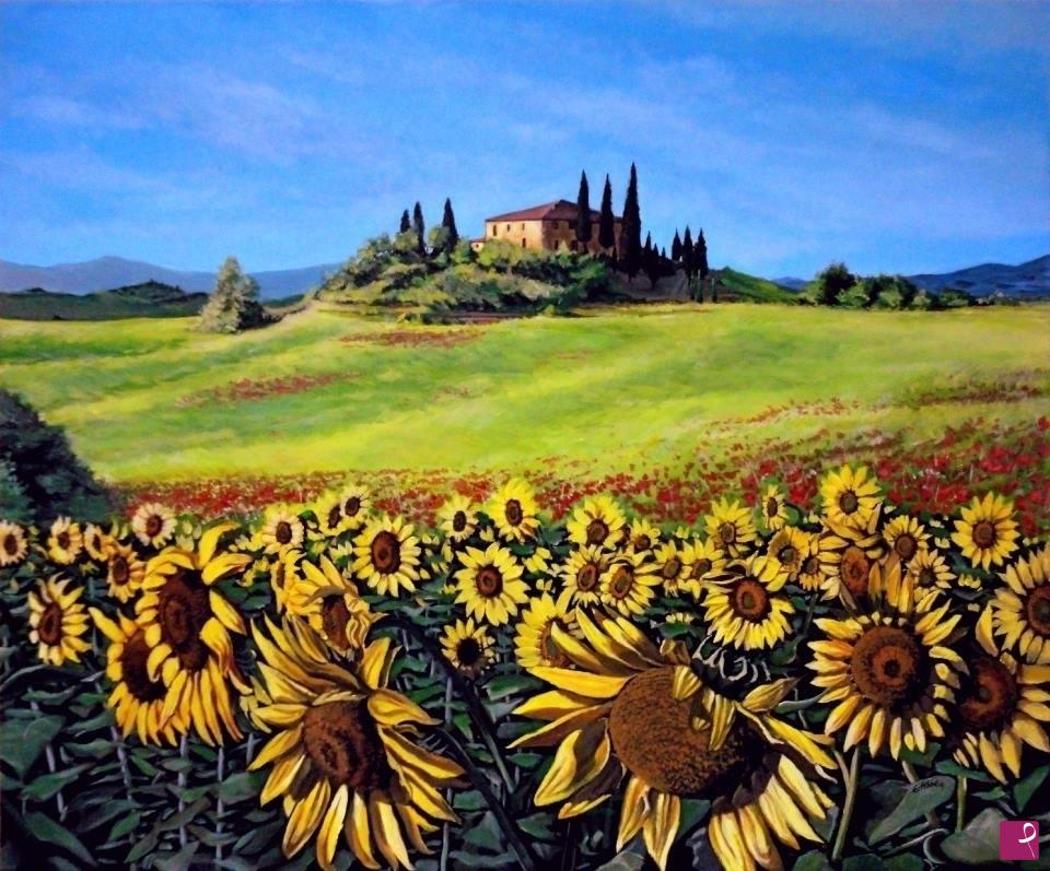 quadri in vendita online - Girasoli in Toscana
