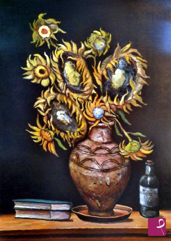 quadri in vendita online - Girasoli in un vaso