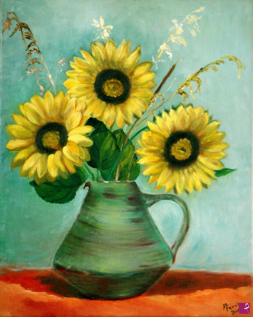 quadri in vendita online - Girasoli in vaso