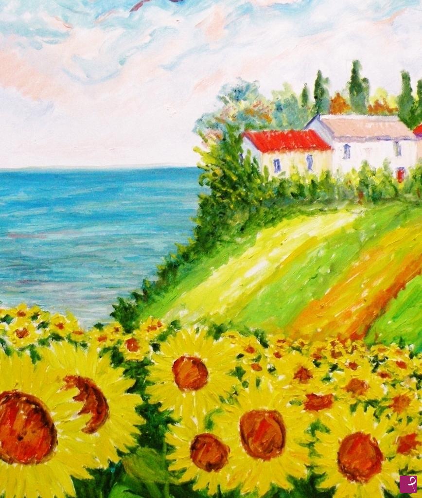 quadri in vendita online - GIRASOLI LUNGO L'ADRIATICA 