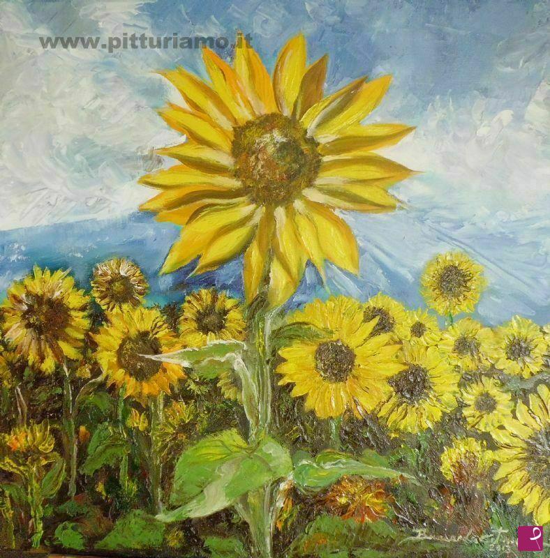 quadri in vendita online - Girasoli materici