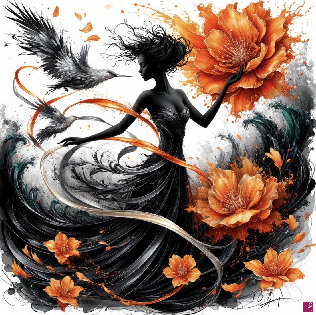 quadri in vendita online - Girl and birds 