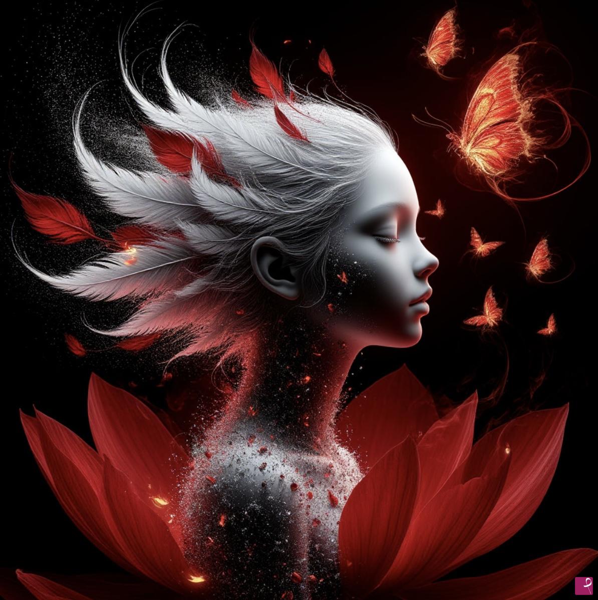 quadri in vendita online - Girl and butterflies 