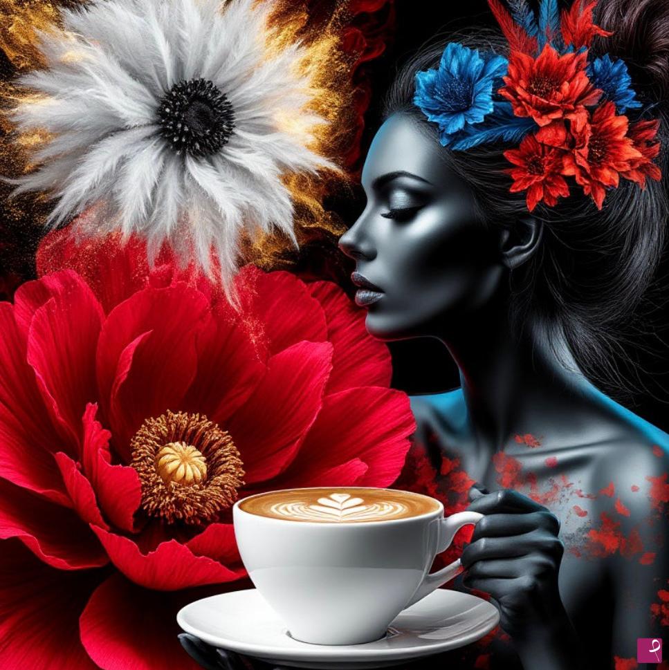 quadri in vendita online - Girl and cup coffee 3
