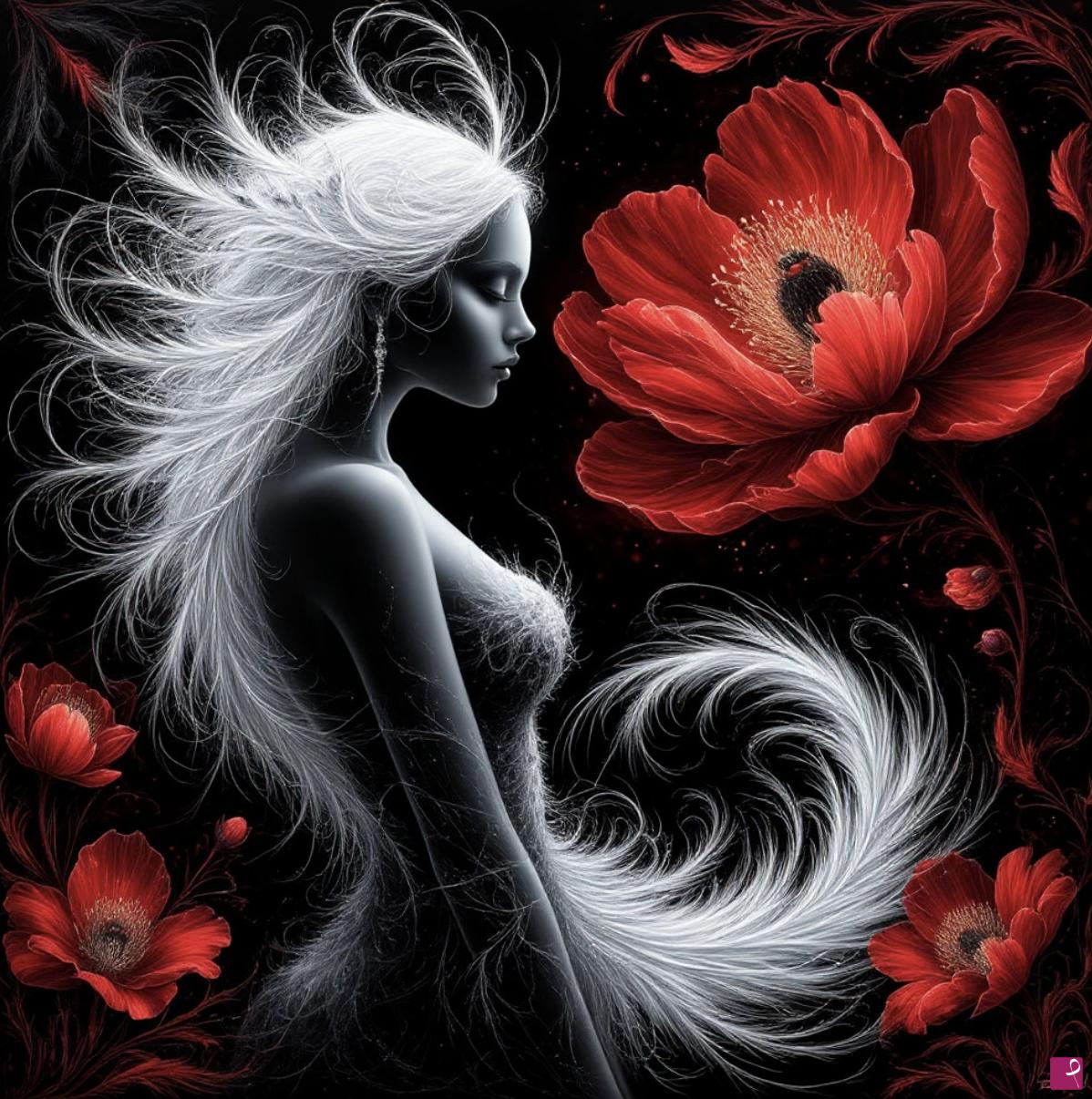 quadri in vendita online - Girl and flowers 2