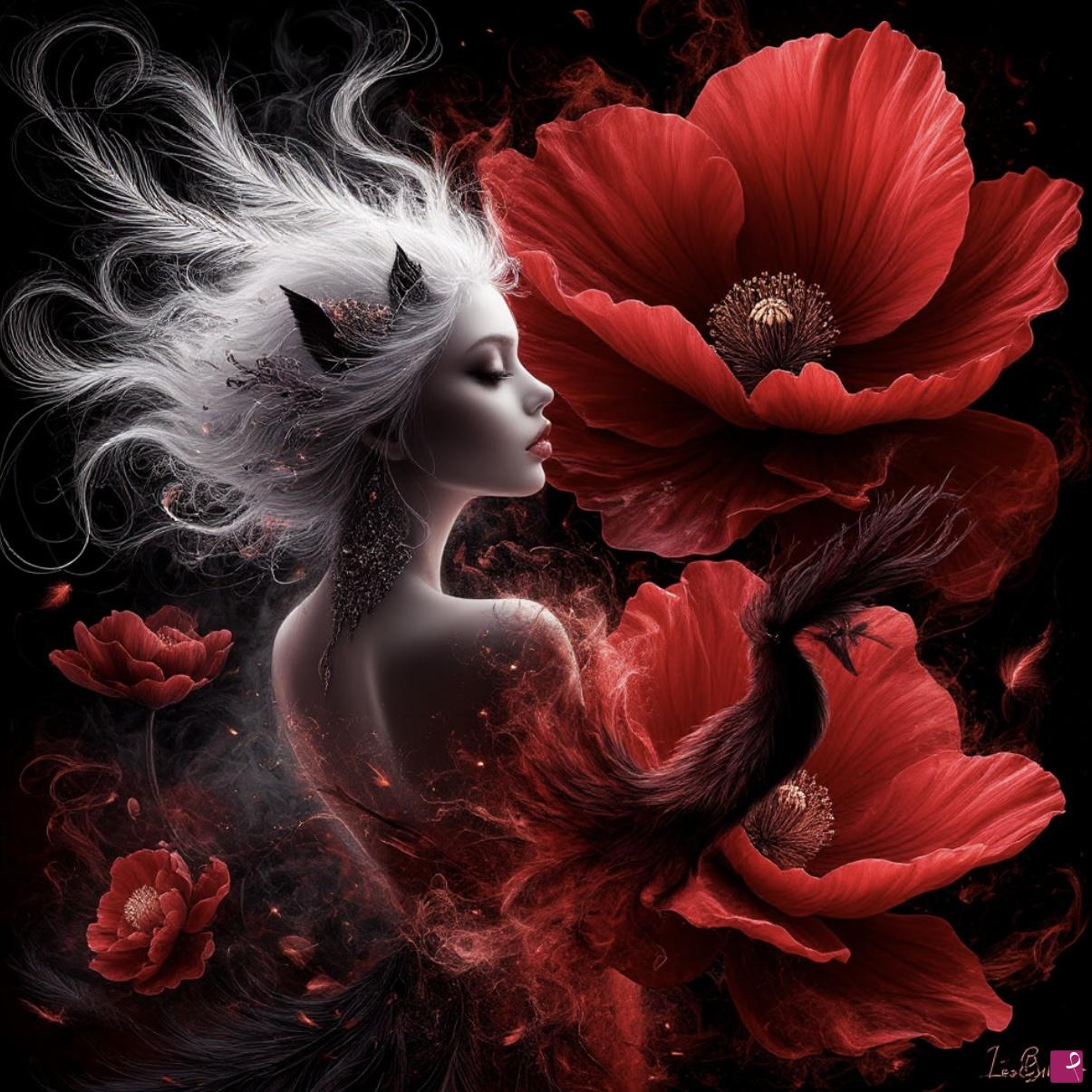 quadri in vendita online - Girl and flowers 3