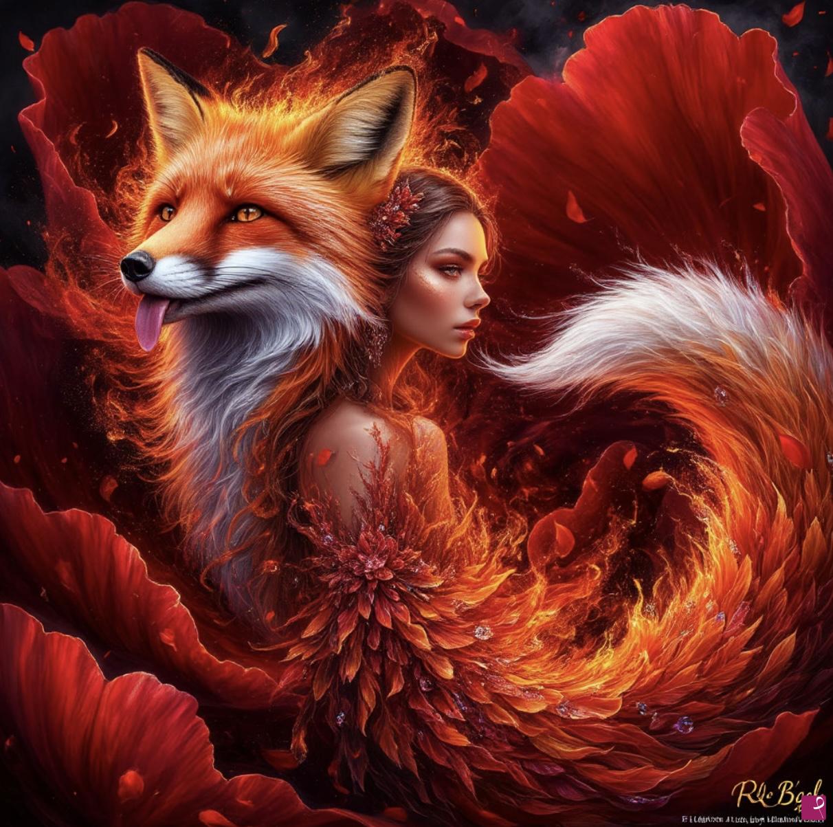 quadri in vendita online - Girl and her love fox