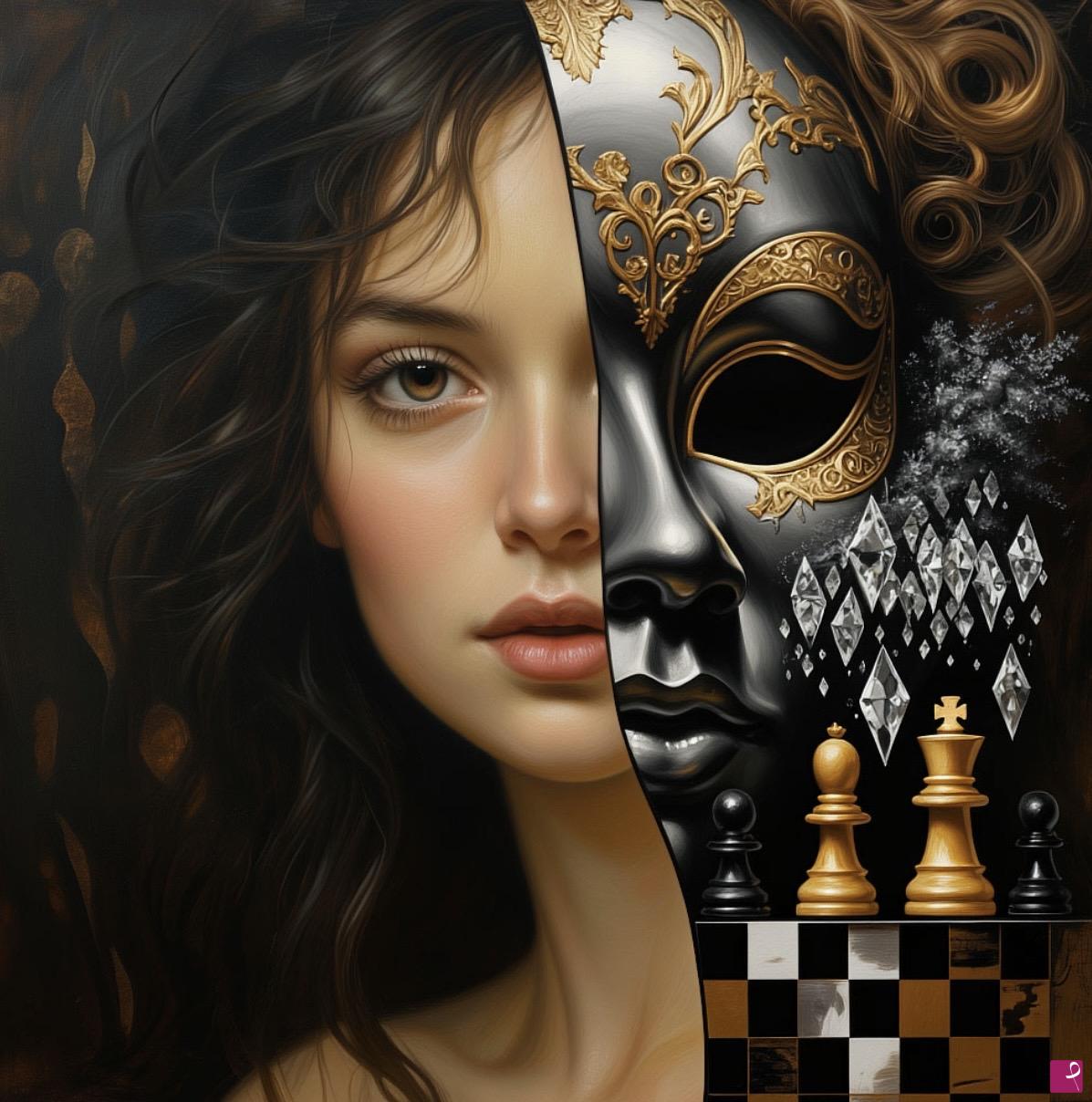 quadri in vendita online - Girl and her mask 