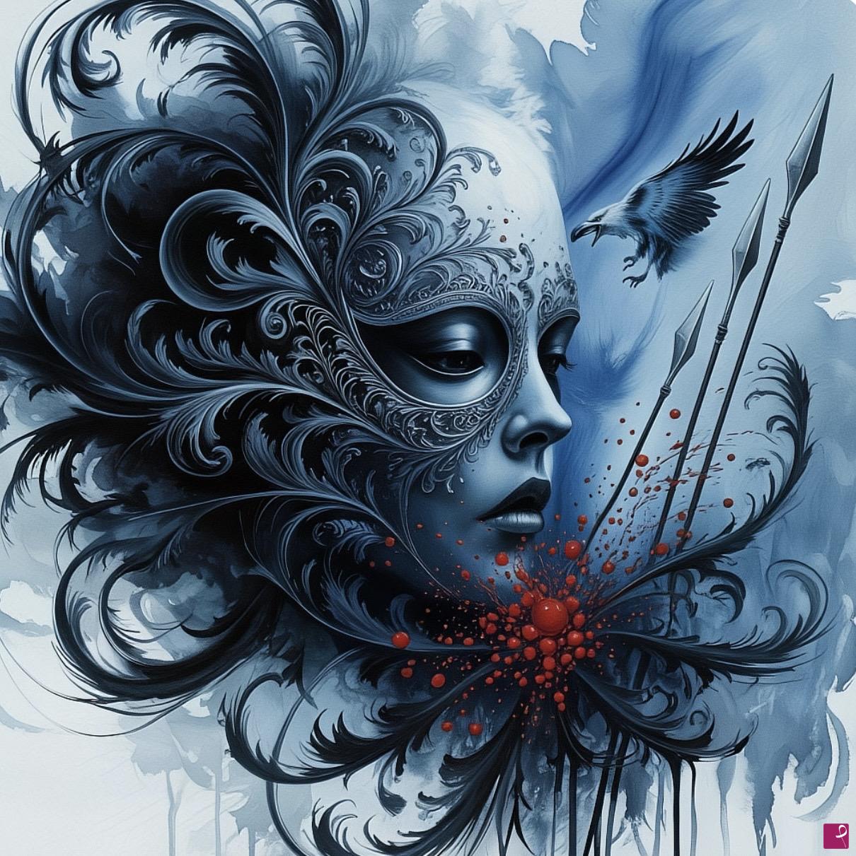 quadri in vendita online - Girl and her mask