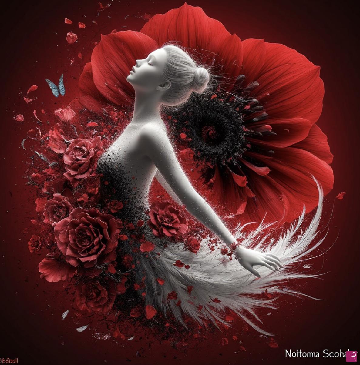 quadri in vendita online - Girl and many flowers 
