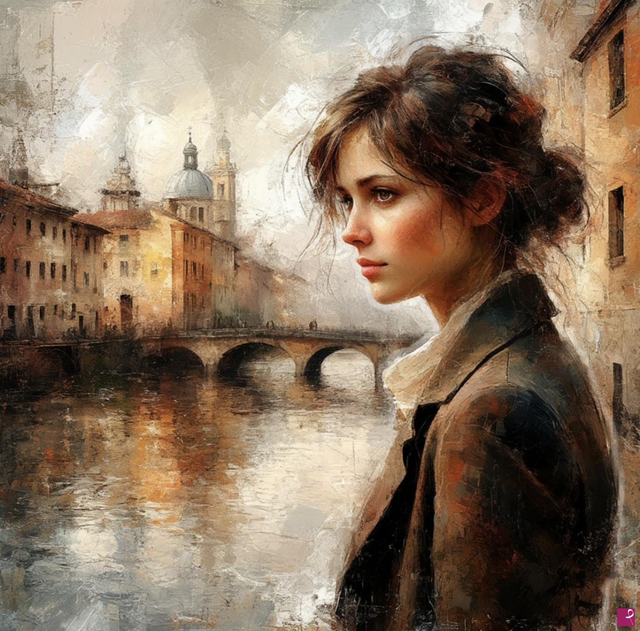 quadri in vendita online - Girl and river 