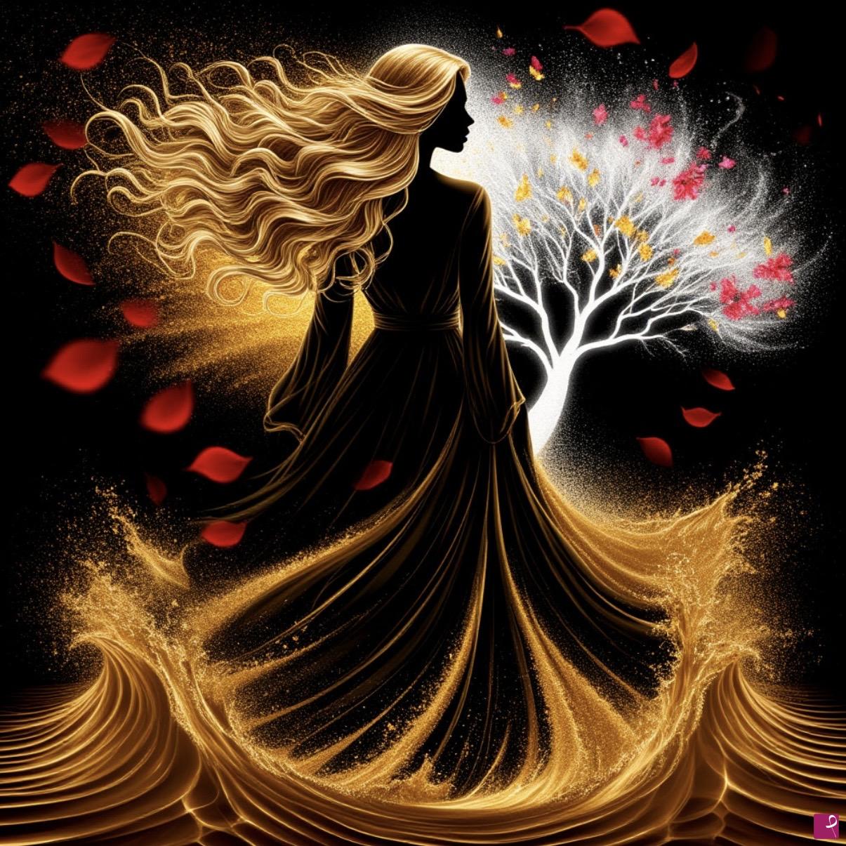 quadri in vendita online - Girl and white tree
