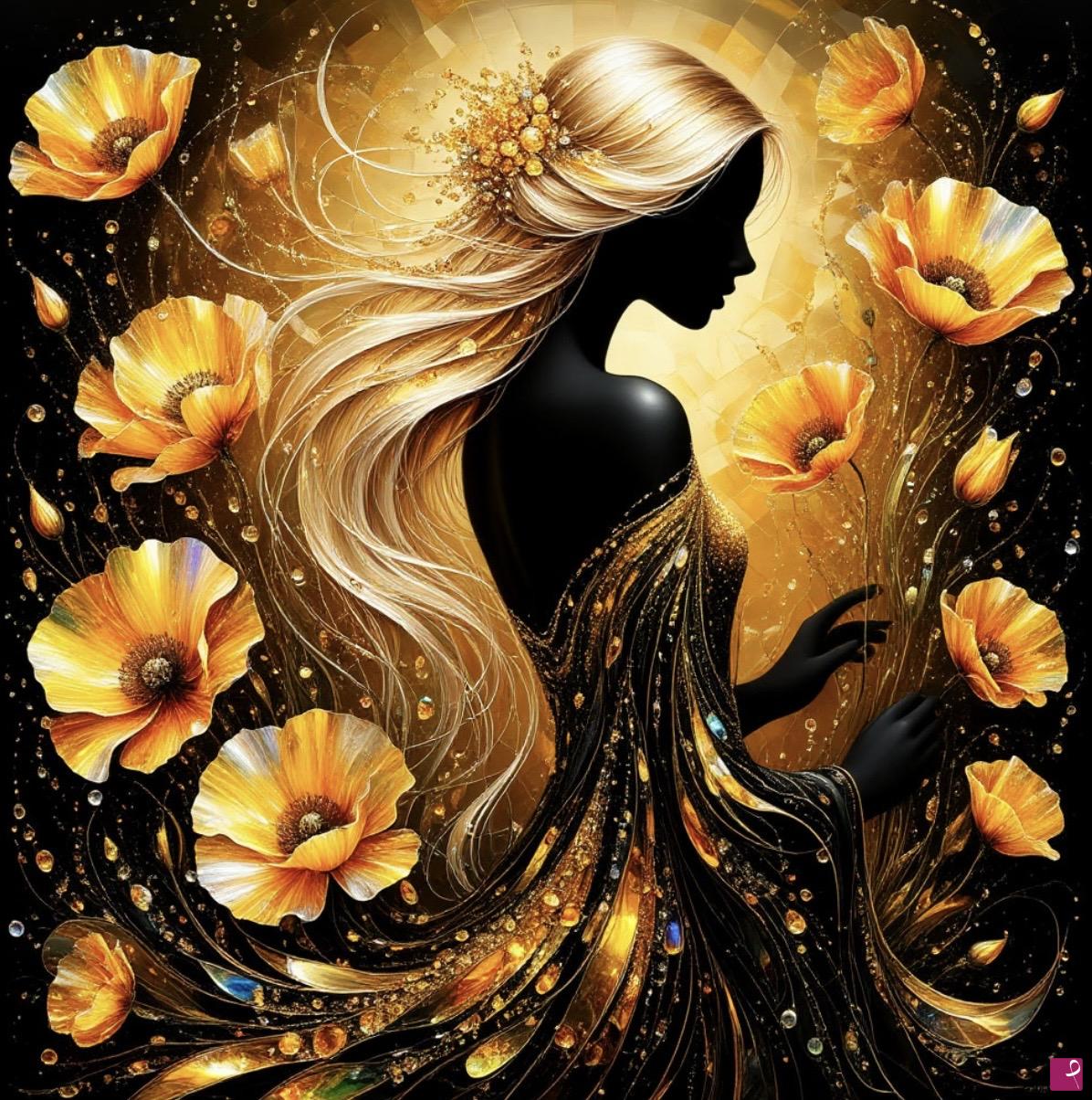 quadri in vendita online - Girl and yellow flowers