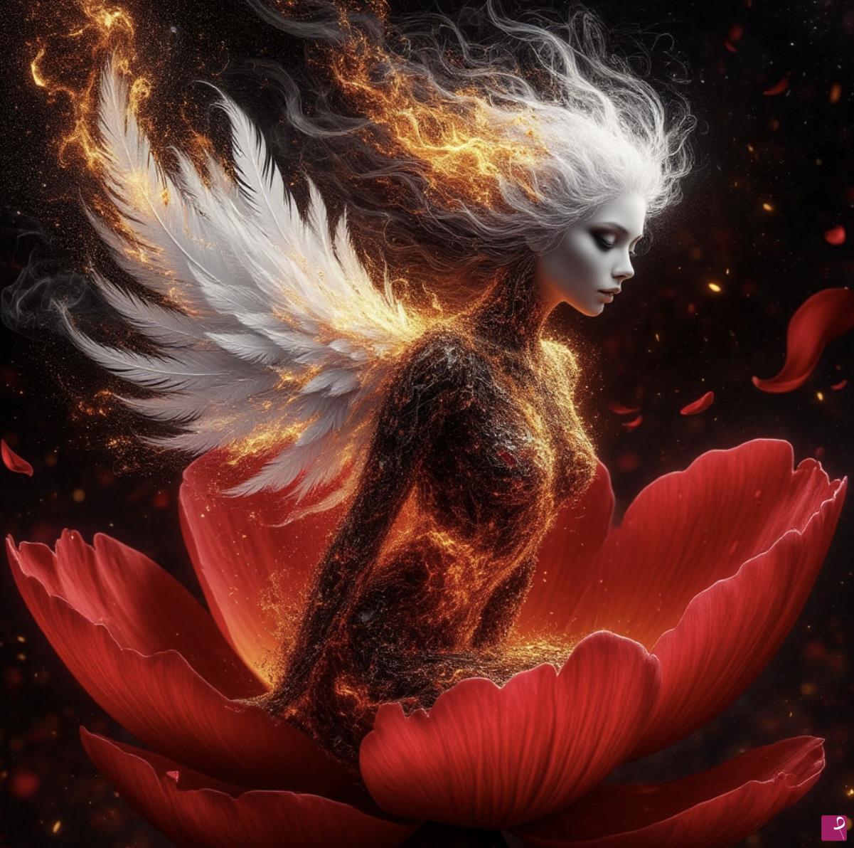 quadri in vendita online - Girl Angel from flower 