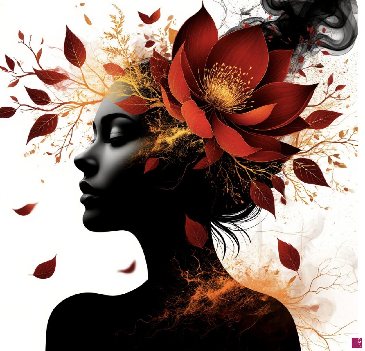 quadri in vendita online - Girl, fire and flowers 2