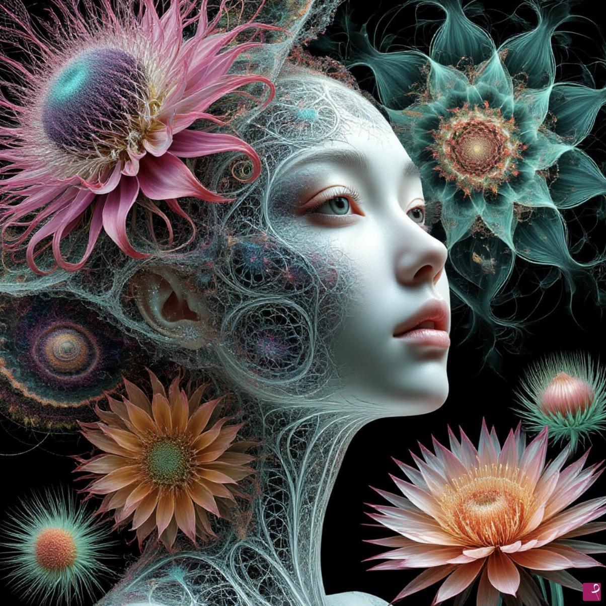 quadri in vendita online - Girl-flower 