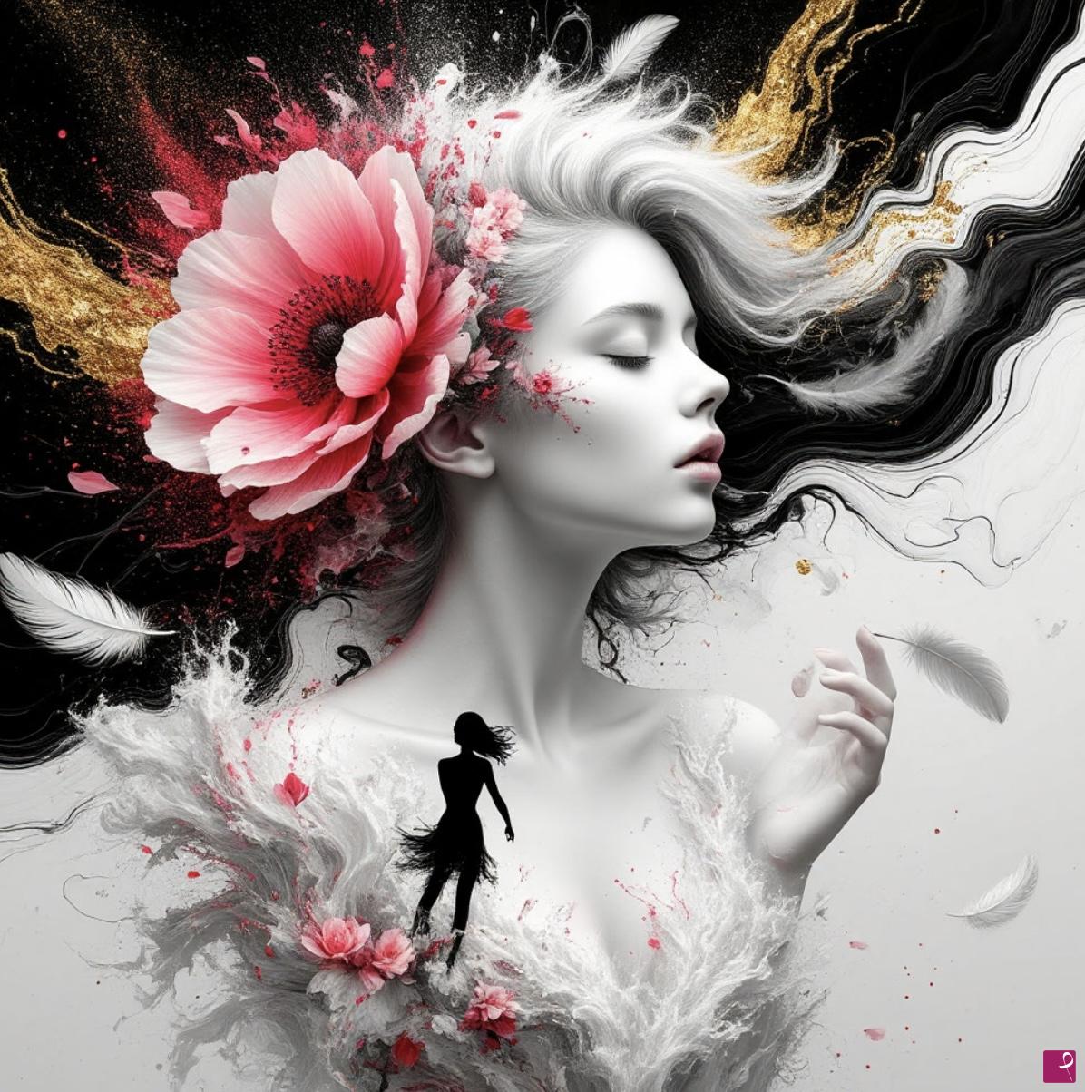 quadri in vendita online - Girl flower in head 