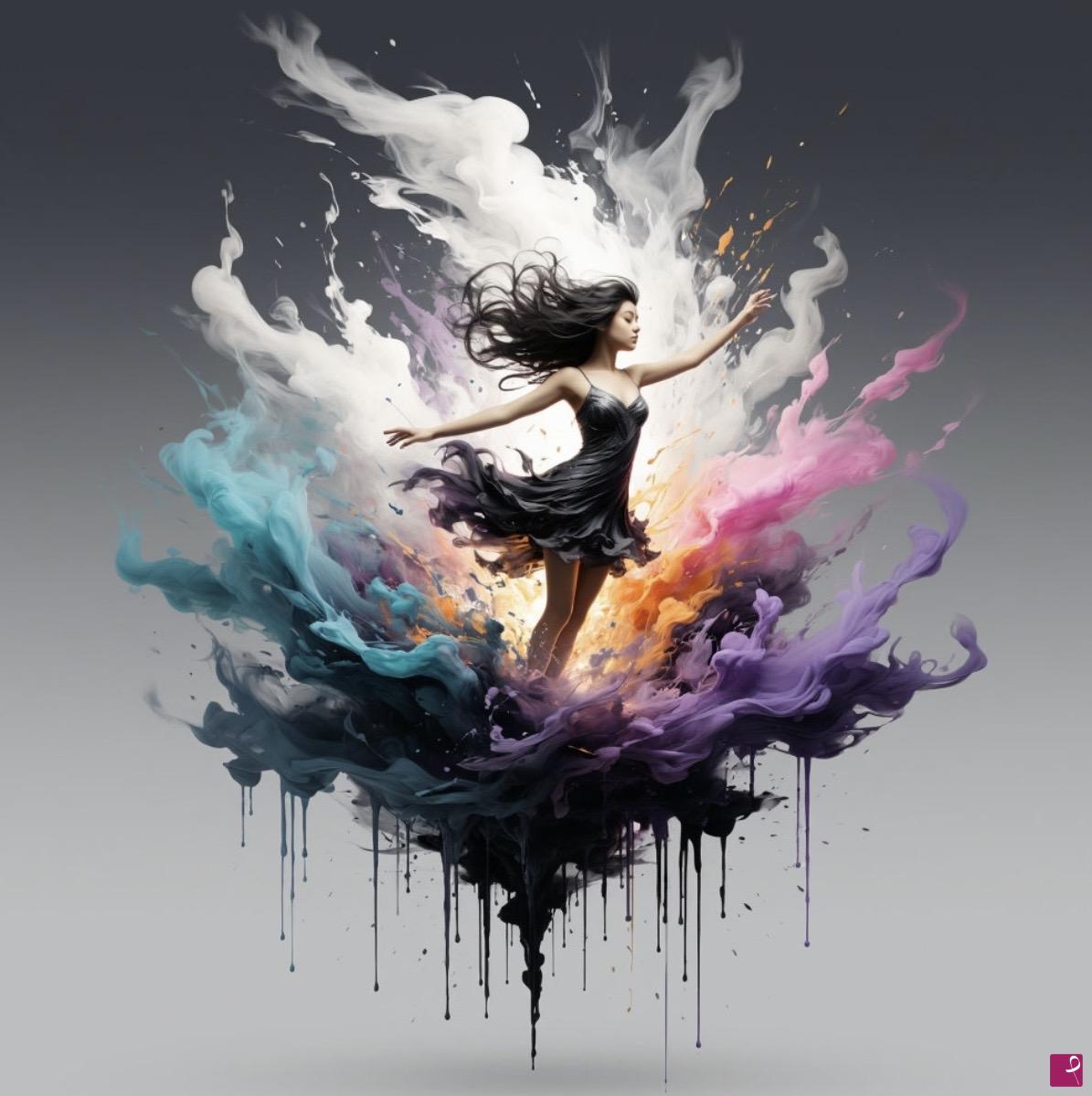 quadri in vendita online - Girl from colour smoke 