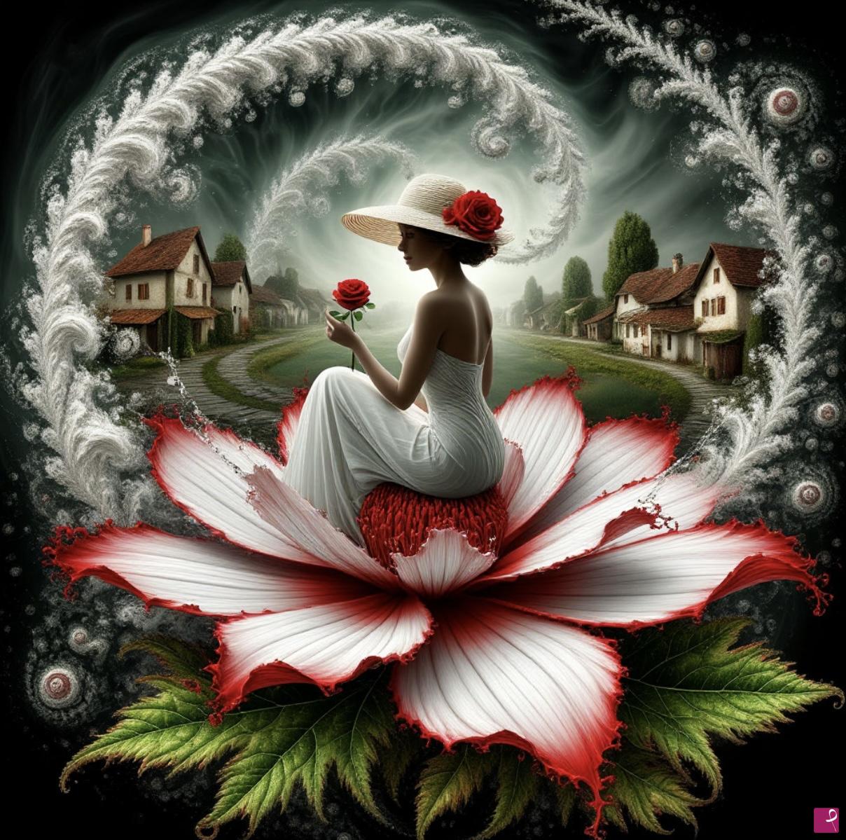 quadri in vendita online - Girl from flower 