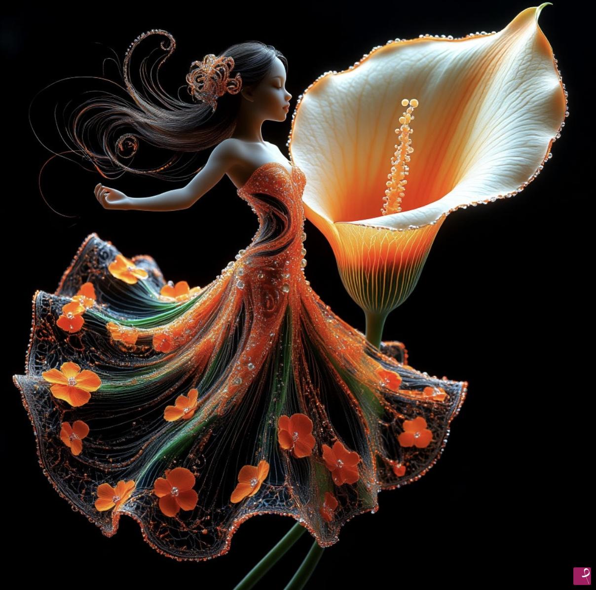 quadri in vendita online - Girl from flower 
