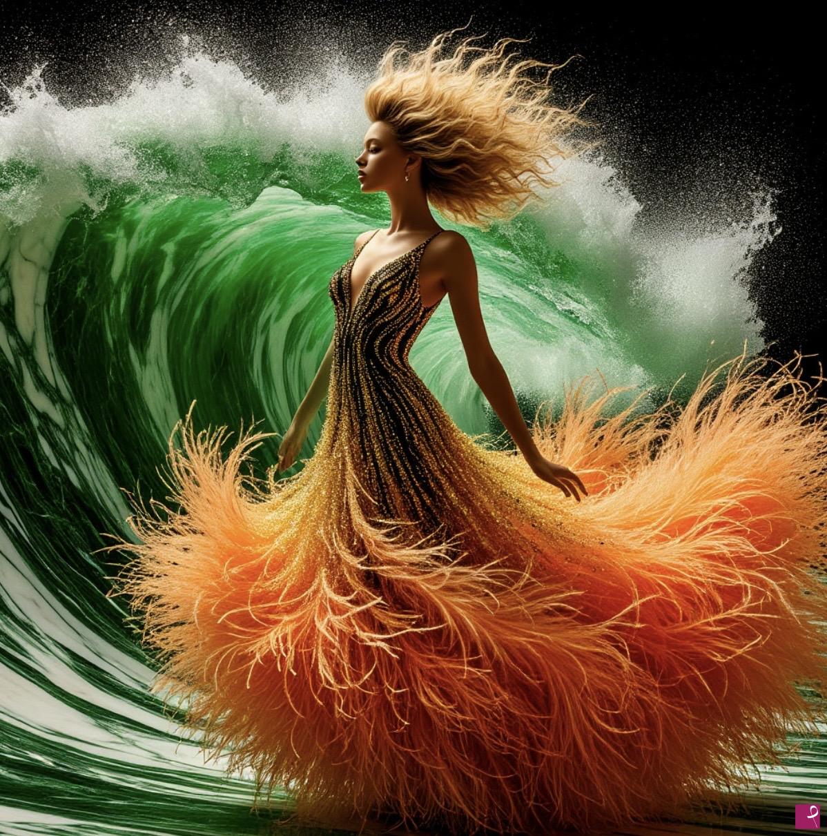 quadri in vendita online - Girl in big sea weves