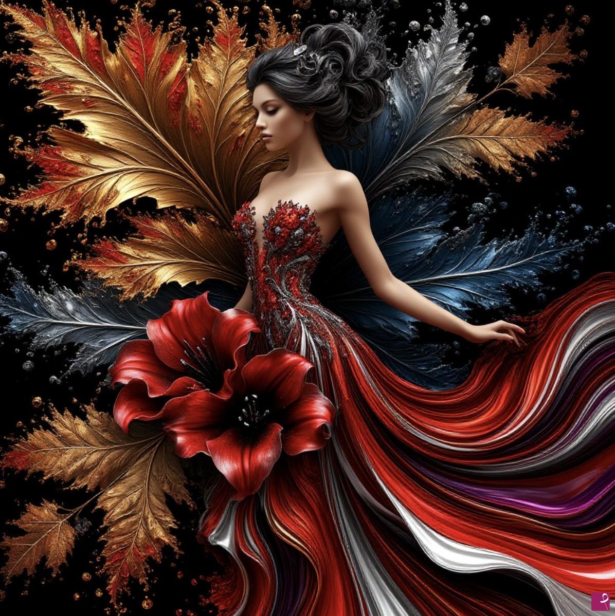 quadri in vendita online - Girl in dress and flowers 
