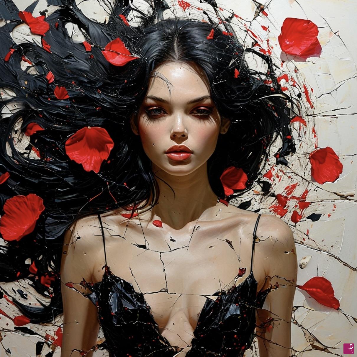 quadri in vendita online - Girl in flower petals