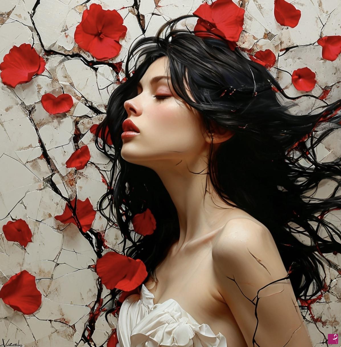 quadri in vendita online - Girl in flower petals2