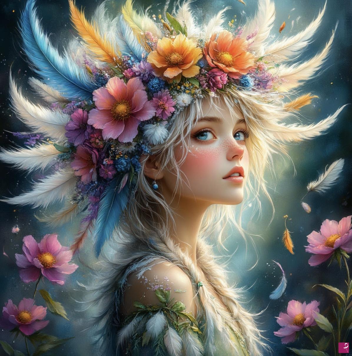 quadri in vendita online - Girl in flowers 