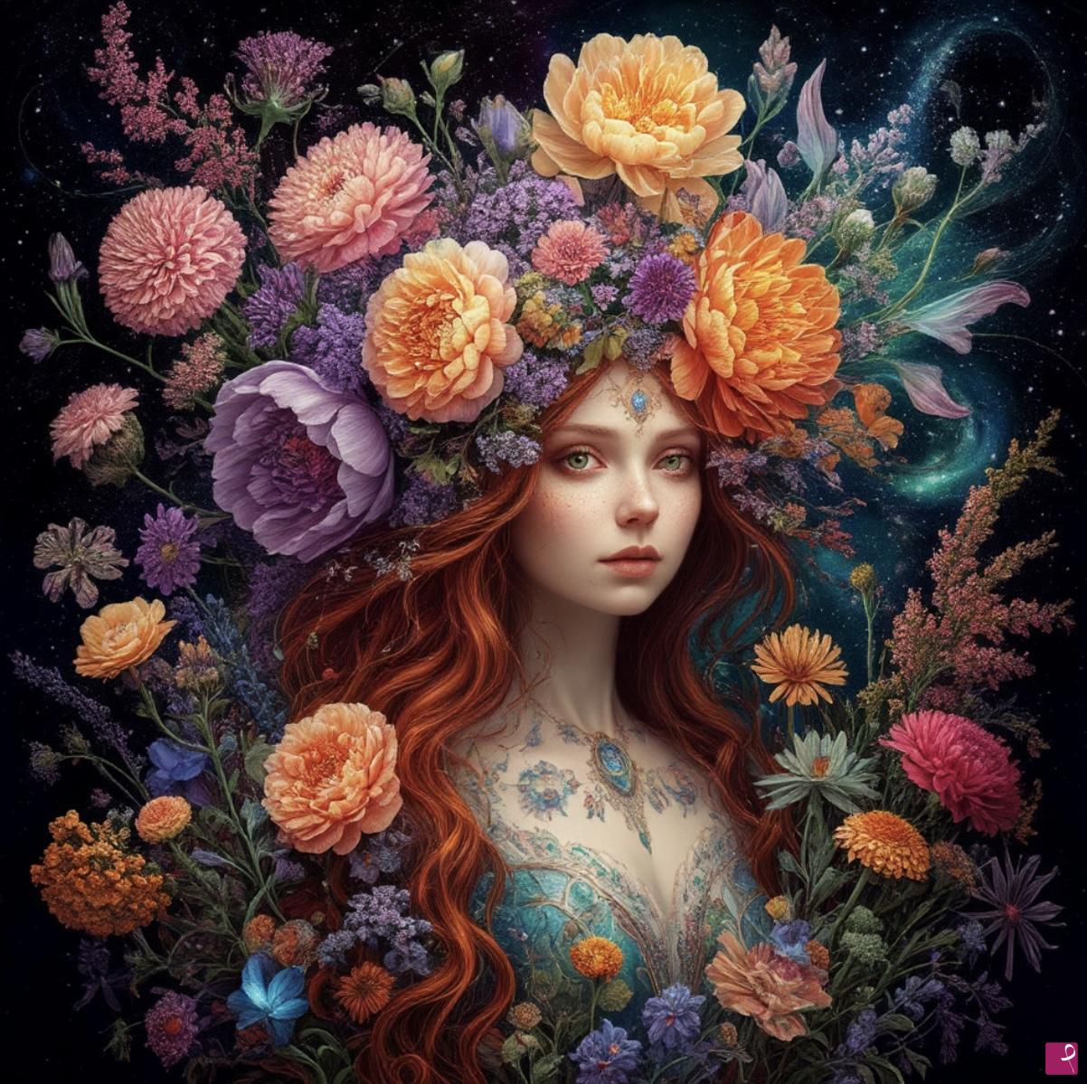 quadri in vendita online - Girl in flowers 