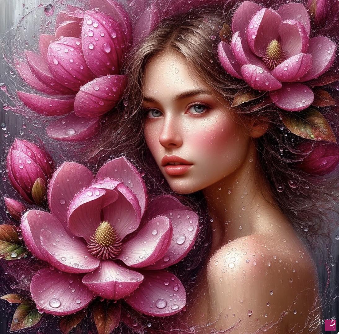 quadri in vendita online - Girl in flowers