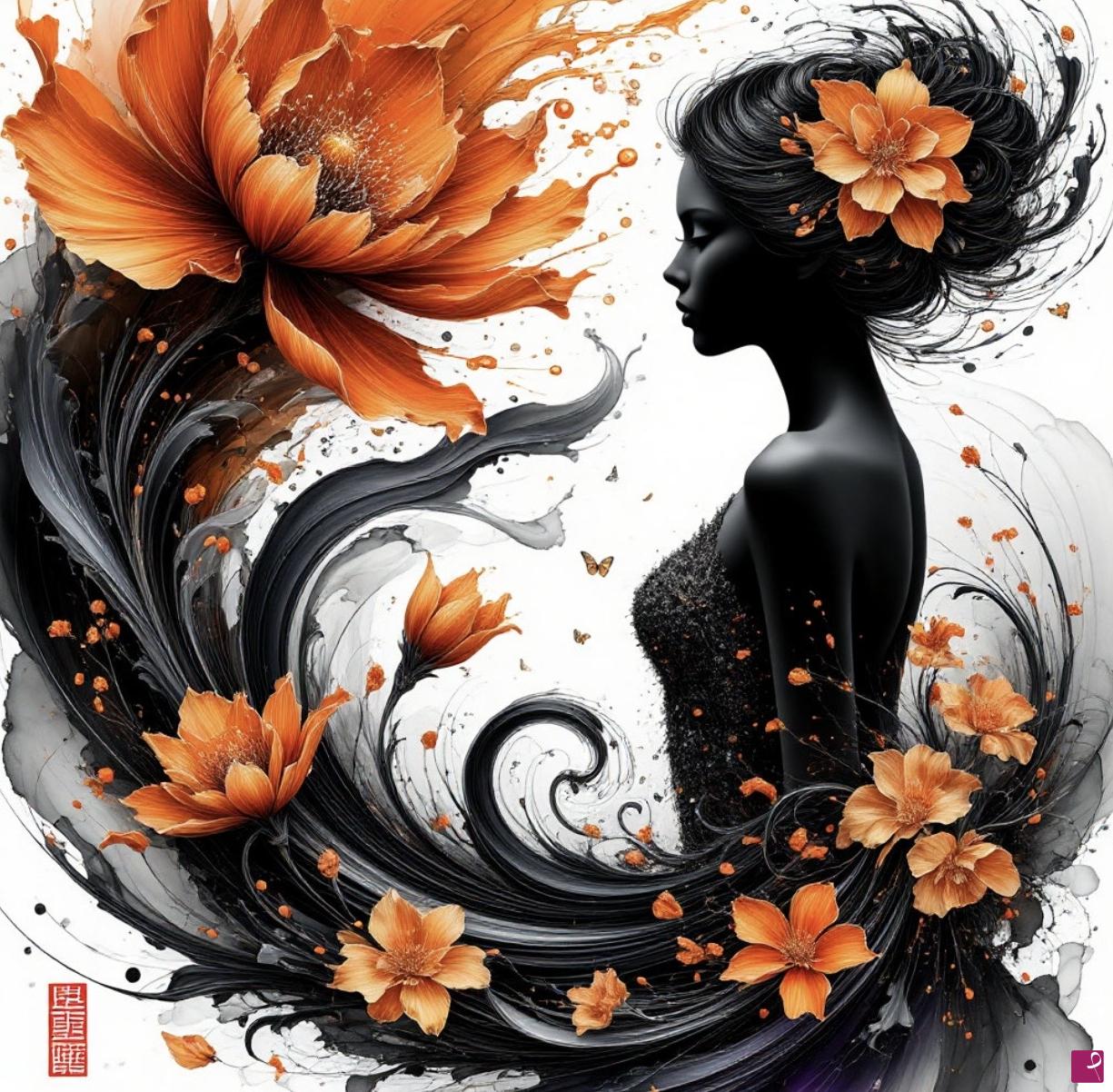 quadri in vendita online - Girl in garden flowers 