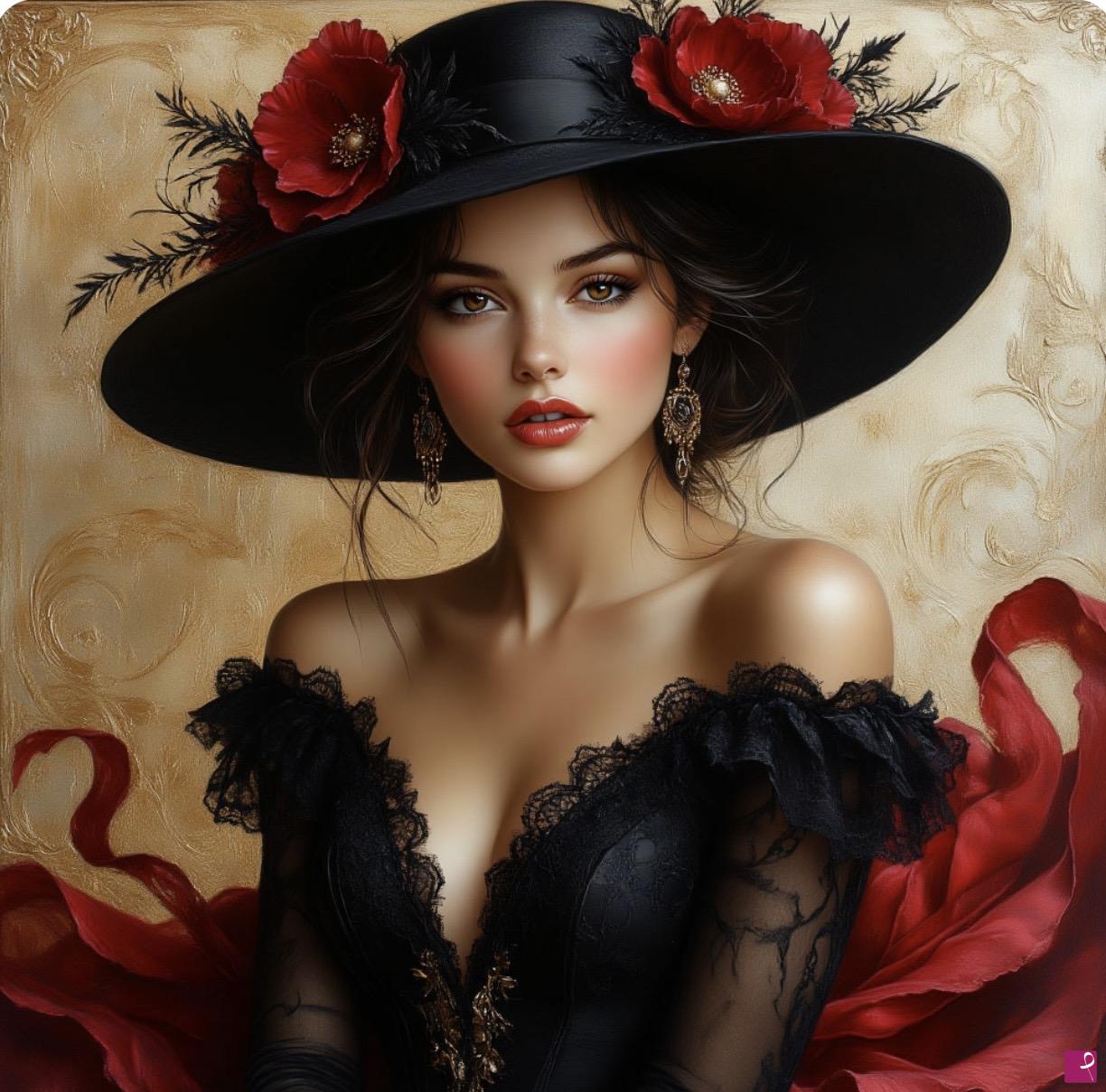 quadri in vendita online - Girl in hat 
