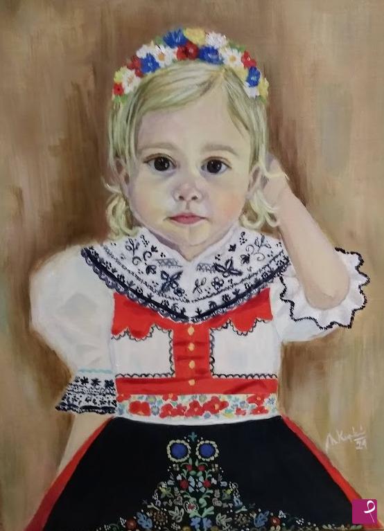quadri in vendita online - Girl in traditional costume