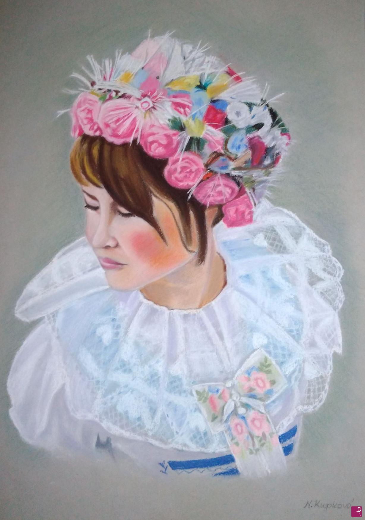 quadri in vendita online - Girl in traditional costume (self portrait)