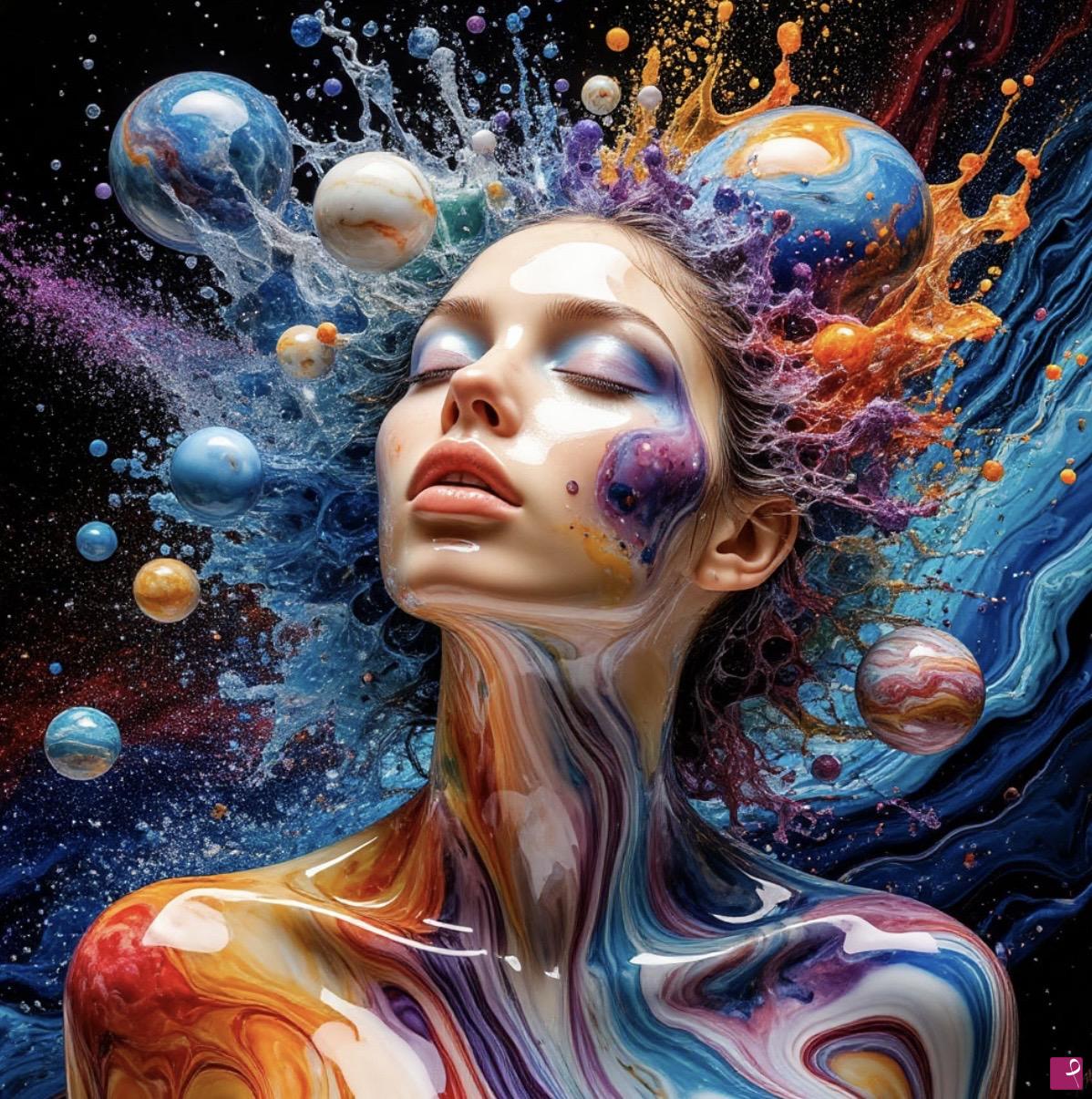 quadri in vendita online - Girl made of liquid marble