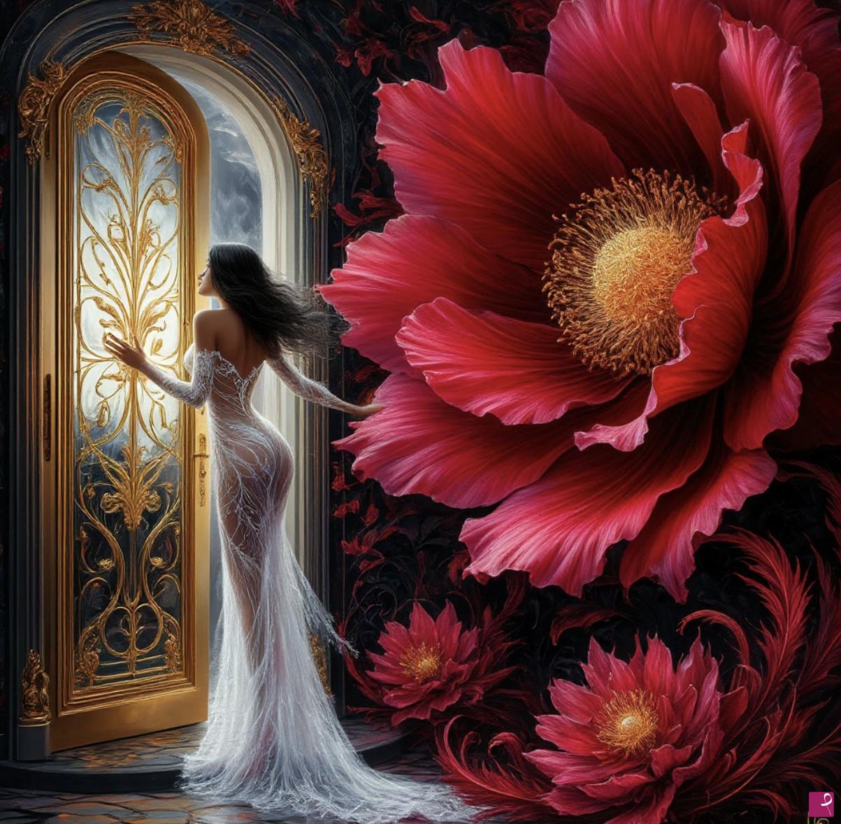 quadri in vendita online - Girl near open door 2